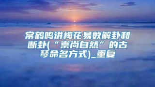 常鹤鸣讲梅花易数解卦和断卦(“崇尚自然”的古琴命名方式)_重复
