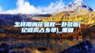 怎样用梅花易数一卦多断(纪晓岚占乡举)_重复