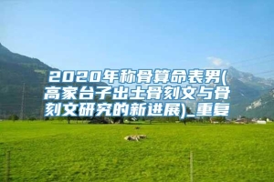 2020年称骨算命表男(高家台子出土骨刻文与骨刻文研究的新进展)_重复