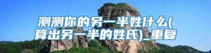 测测你的另一半姓什么(算出另一半的姓氏)_重复