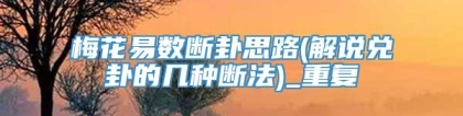 梅花易数断卦思路(解说兑卦的几种断法)_重复