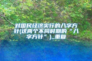 对国民经济实行的八字方针(这两个不同时期的“八字方针”)_重复