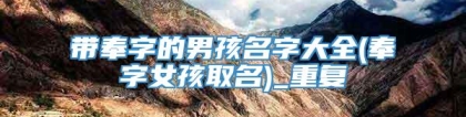 带奉字的男孩名字大全(奉字女孩取名)_重复