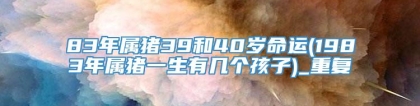 83年属猪39和40岁命运(1983年属猪一生有几个孩子)_重复