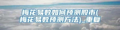 梅花易数如何预测股市(梅花易数预测方法)_重复