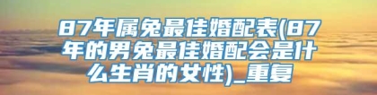 87年属兔最佳婚配表(87年的男兔最佳婚配会是什么生肖的女性)_重复