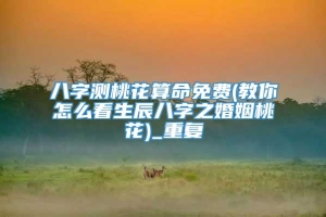 八字测桃花算命免费(教你怎么看生辰八字之婚姻桃花)_重复