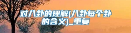 对八卦的理解(八卦每个卦的含义)_重复
