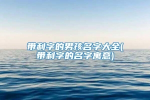 带利字的男孩名字大全(带利字的名字寓意)