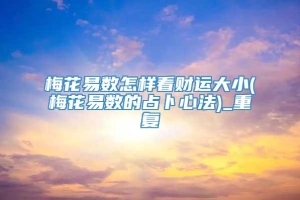 梅花易数怎样看财运大小(梅花易数的占卜心法)_重复