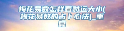 梅花易数怎样看财运大小(梅花易数的占卜心法)_重复