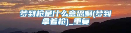 梦到枪是什么意思啊(梦到拿着枪)_重复