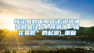 梅花易数体用口诀(说说神奇的易经占卜预测术“梅花易数”的起源)_重复