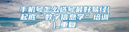 手机号怎么选号最好易经(起底“数字信息学”培训)_重复