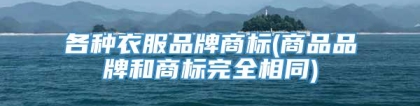 各种衣服品牌商标(商品品牌和商标完全相同)
