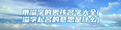 带溢字的男孩名字大全(溢字起名的意思是什么)