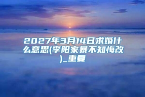 2027年3月14日求婚什么意思(李阳家暴不知悔改)_重复