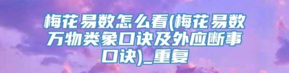 梅花易数怎么看(梅花易数万物类象口诀及外应断事口诀)_重复