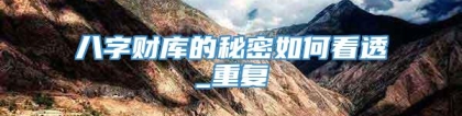 八字财库的秘密如何看透_重复