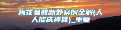 梅花易数断卦案例全解(人人能成神算)_重复