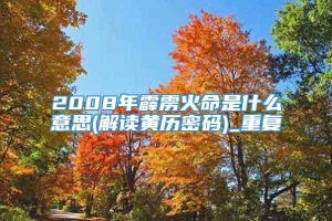 2008年霹雳火命是什么意思(解读黄历密码)_重复