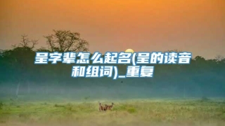 呈字辈怎么起名(呈的读音和组词)_重复