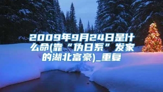 2009年9月24日是什么命(靠“伪日系”发家的湖北富豪)_重复