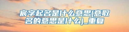 宸字起名是什么意思(意取名的意思是什么)_重复