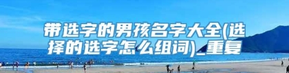 带选字的男孩名字大全(选择的选字怎么组词)_重复