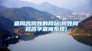 查同名同姓的网站(同姓同名名字查询系统)