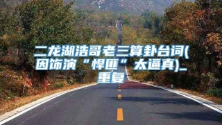 二龙湖浩哥老三算卦台词(因饰演“悍匪”太逼真)_重复