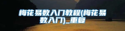 梅花易数入门教程(梅花易数入门)_重复