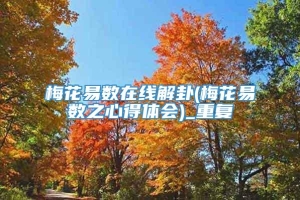 梅花易数在线解卦(梅花易数之心得体会)_重复