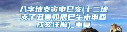 八字地支寅申巳亥(十二地支子丑寅卯辰巳午未申酉戌亥详解)_重复