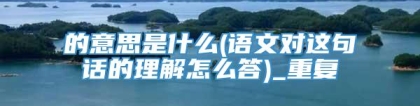 的意思是什么(语文对这句话的理解怎么答)_重复