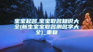 宝宝起名,宝宝取名知识大全(新生宝宝取名测名字大全)_重复