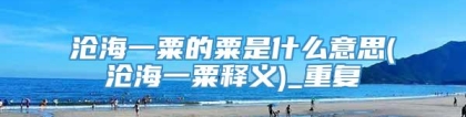 沧海一粟的粟是什么意思(沧海一粟释义)_重复