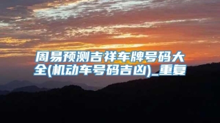 周易预测吉祥车牌号码大全(机动车号码吉凶)_重复