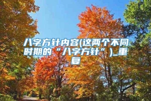 八字方针内容(这两个不同时期的“八字方针”)_重复