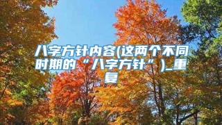 八字方针内容(这两个不同时期的“八字方针”)_重复
