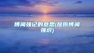 博闻强记的意思(屈原博闻强识)