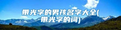 带光字的男孩名字大全(带光字的词)