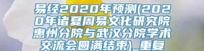 易经2020年预测(2020年诸夏周易文化研究院惠州分院与武汉分院学术交流会圆满结束)_重复