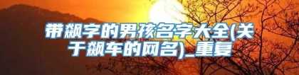 带飙字的男孩名字大全(关于飙车的网名)_重复