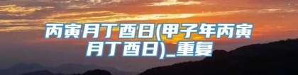 丙寅月丁酉日(甲子年丙寅月丁酉日)_重复