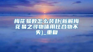 梅花易数怎么装卦(新解梅花易之寻物体用比合物不失)_重复