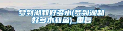 梦到湖和好多水(梦到湖和好多水和鱼)_重复