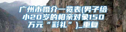 广州市婚介一览表(男子给小20岁的相亲对象150万元“彩礼”)_重复