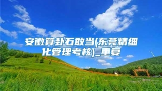 安徽算卦石敢当(东莞精细化管理考核)_重复