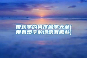 带观字的男孩名字大全(带有观字的词语有哪些)